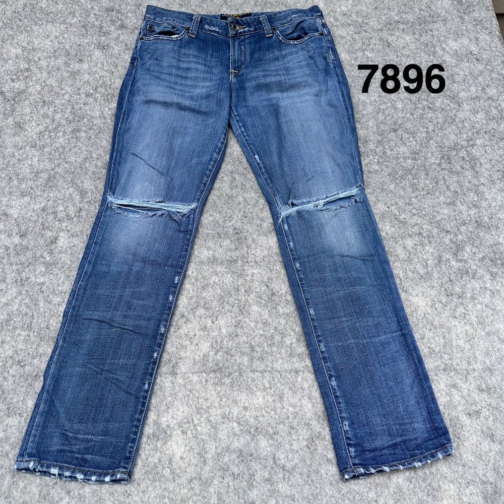 Lucky Brand Lola Skinny Distressed Blue Jeans 10/30 Medium Wash 7W11029 Mens